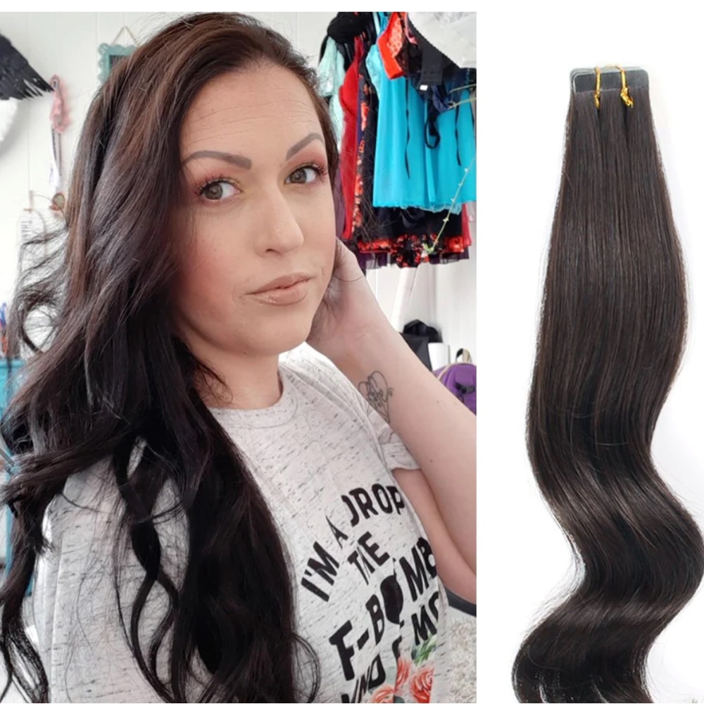Tape In Hair Extensions #1B Off Black, 16”